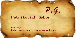Petrikovich Gábor névjegykártya