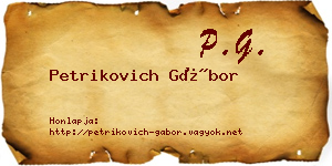 Petrikovich Gábor névjegykártya